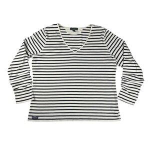 Lauren Ralph Lauren Jeans Co Navy White Striped Cotton Long Sleeve Top XL